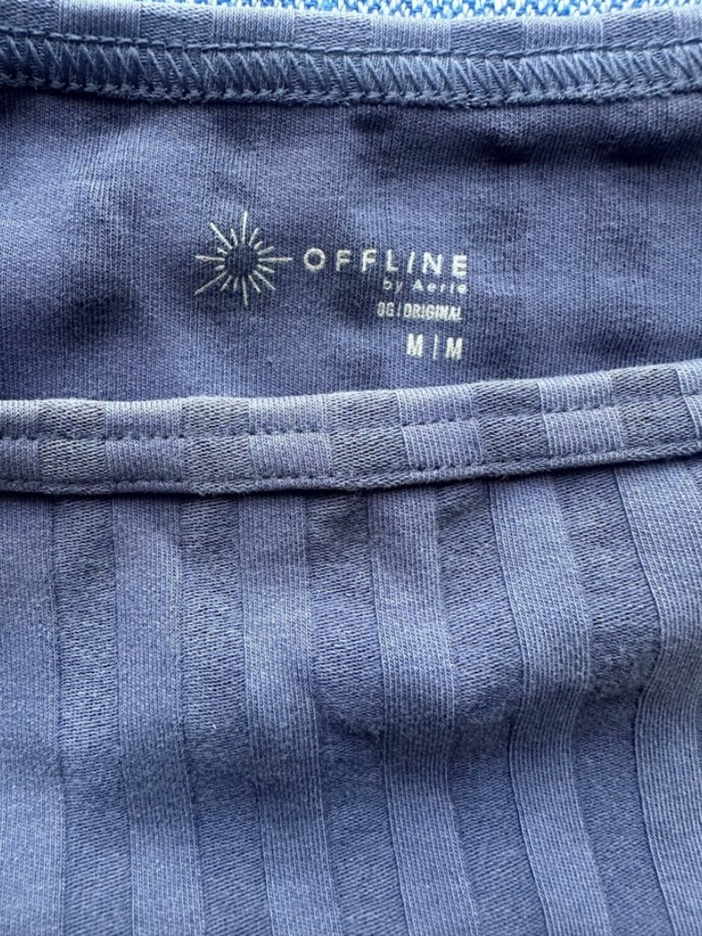 Offline by Aerie Ribbed Cropped Tee Top Purple Blue Size M NWT Minimalist - Picture 6 of 7